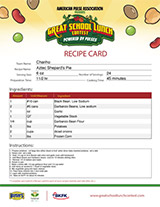 Recipe card for Team Chariho Career & Tech's Aztec Shepard’s Pie