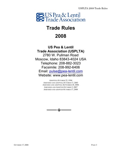 2008 USPLTA Trade Rules
