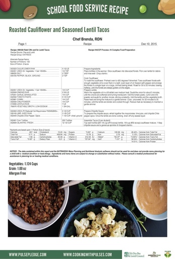 Roasted Cauliflower and Lentil Tacos