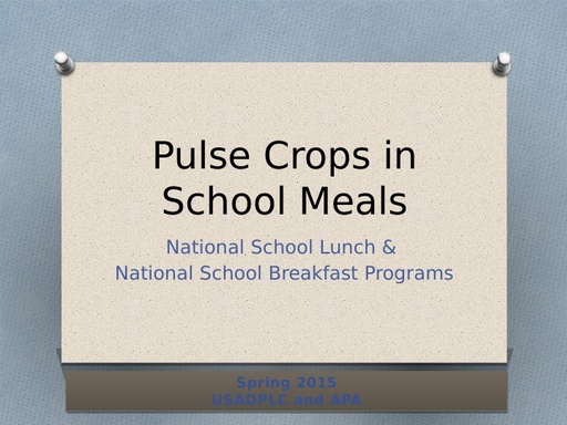 Pulses in School Meals