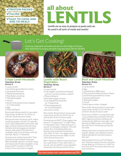 Lentils Recipe Tips